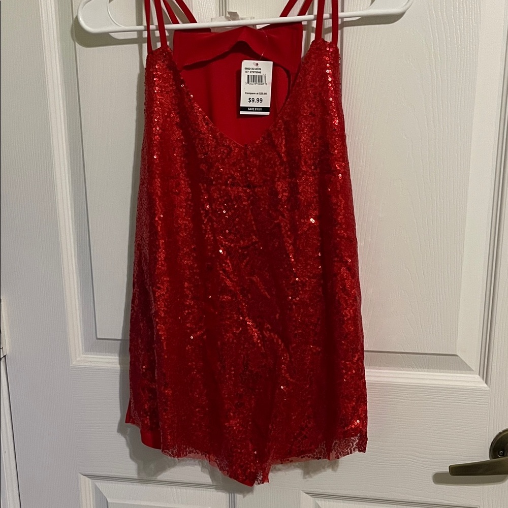 Red Sequin Strappy top